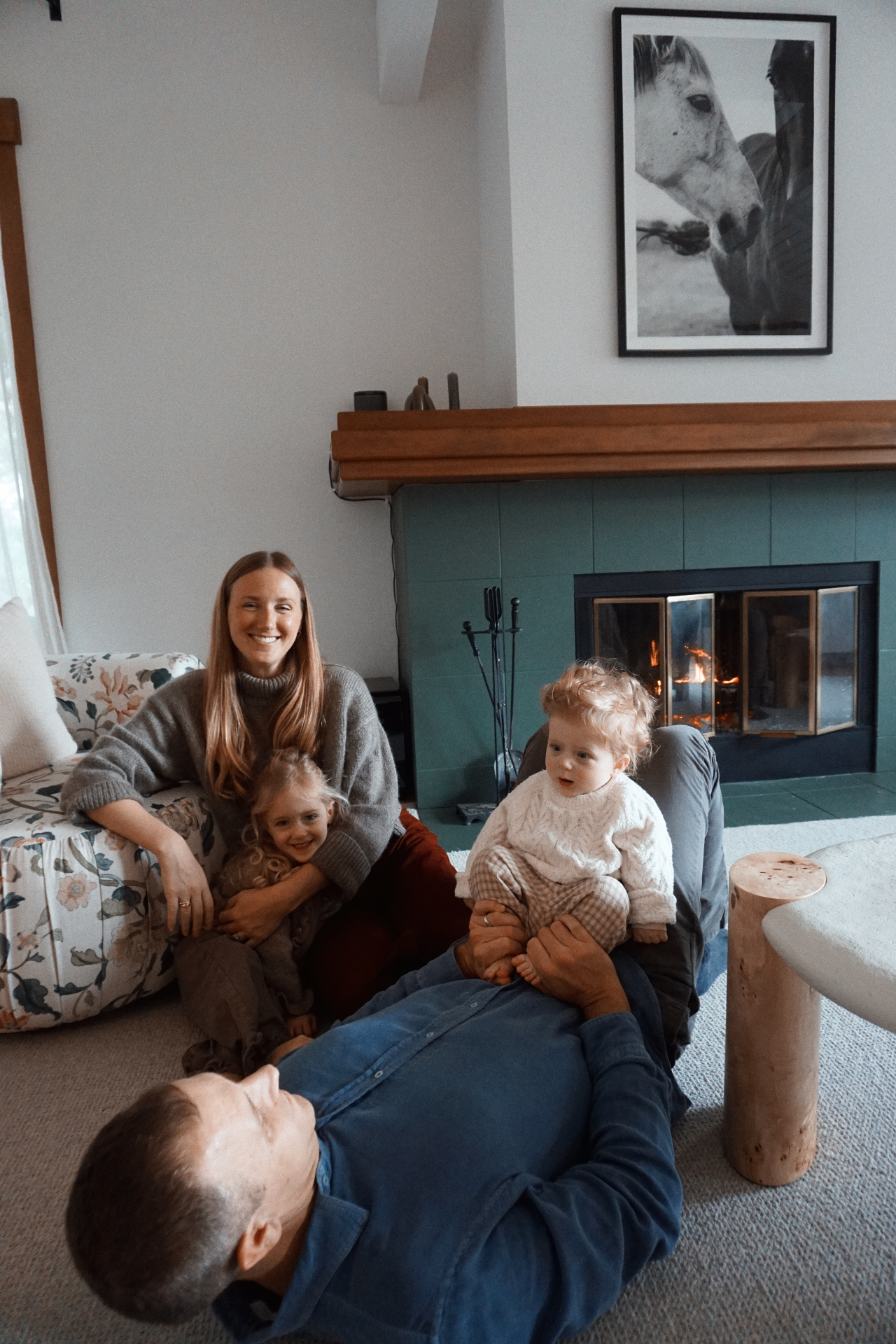 The Fleischmann family relaxing together in their living room