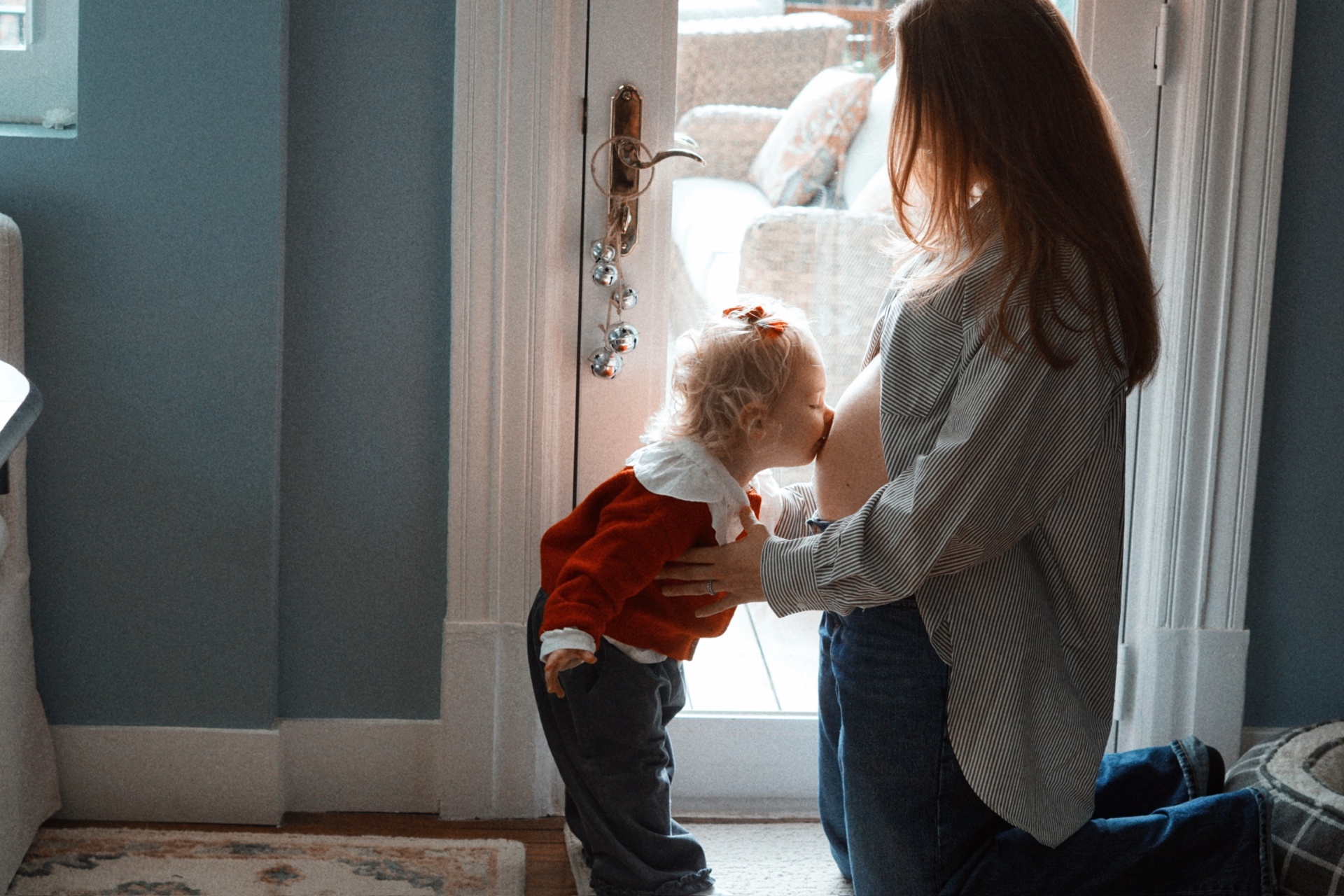 A mother and child sharing a quiet family moment at home